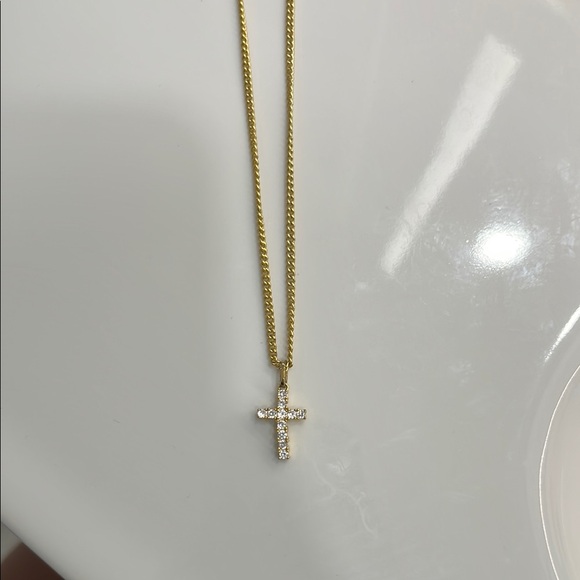 Gold Cross Pendant Necklace with Delicate Chain - Picture 1 of 4